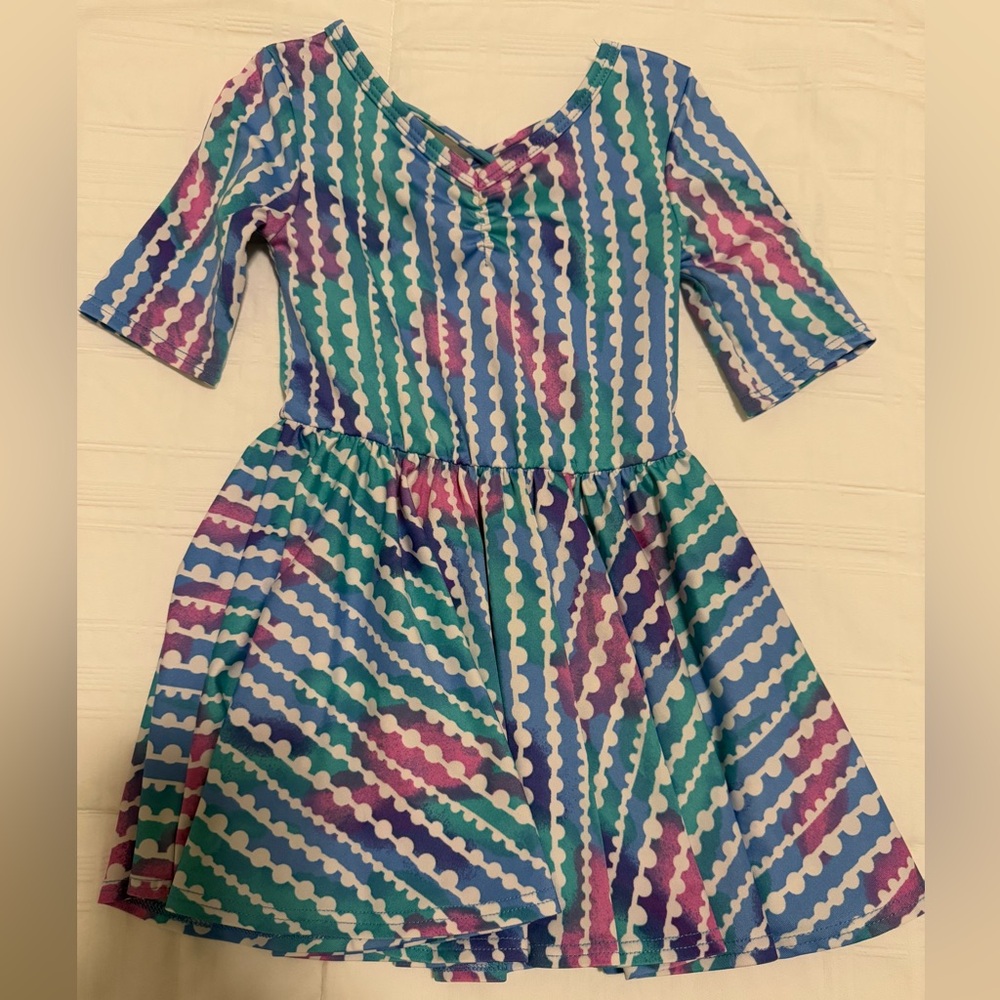 Dot Dot Smile Green and Pink Fit and Flare Sundress